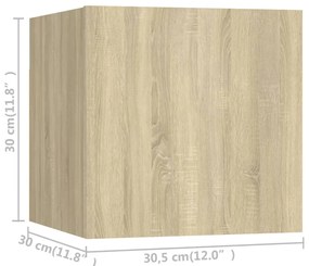 6 pcs conjunto móveis de TV derivados madeira carvalho sonoma