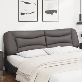 Almofadão de cabeceira 200 cm couro artificial cinzento