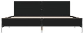 Estrutura de cama 200x200 cm derivados de madeira/metal preto