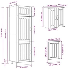 8 peças armário de cozinha conjunto Kalmar branco brilhante