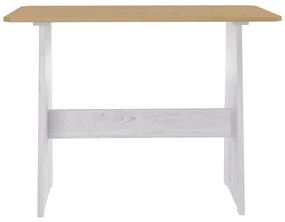 Mesa de jantar com banco REINE pinho maciço castanho mel/branco