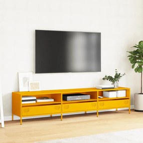 Móvel de TV 202x39x43,5 cm aço laminado a frio amarelo mostarda