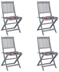 vidaXL Cadeiras exterior dobráveis c/ almofadões 4 pcs acácia maciça