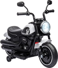 HOMCOM Motocicleta Elétrica para Crianças de 18-36 Meses com Bateria 6V Farol e Rodas Auxiliares Removíveis 76x42x57 cm Branca | Aosom Portugal