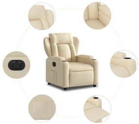 Poltrona reclinável elétrica tecido cor creme