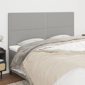 Cabeceira de cama 4 pcs tecido 100x5x78/88 cm cinzento-claro