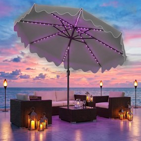 Guarda-sol de Jardim, 280 x 280 x 250 cm, (BASE NÃO INCLUIDA)  Iluminação LED Integrada, Cinzento