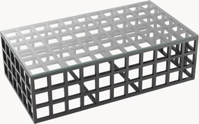 Mesa de centro em madeira de mindi com tampo de vidro Cubico