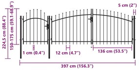 Portão de jardim 2,25x4 m aço preto