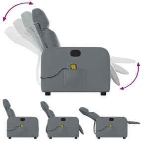 Poltrona de massagens reclinável couro artificial cinzento