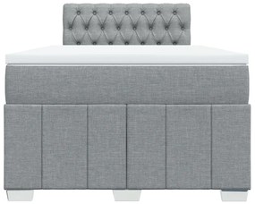 Cama boxspring com colchão 120x190 cm tecido cinzento-claro