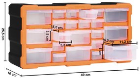 Caixa organizadora com 22 gavetas 49x16x25,5 cm