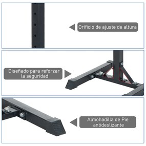 HOMCOM Suporte de Barra de Pesos Prateleira Ajustável de 12 Camadas Barra Levantamento de Pesos Academia Máx. 150 kg Aço 52x48x108-163 cm Preto
