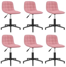 vidaXL Cadeiras de jantar giratórias 6 pcs veludo rosa