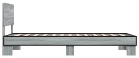 Estrutura cama 100x200 cm derivados madeira/metal cinza sonoma