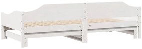 Sofá-cama com gavetão 90x190 cm madeira de pinho maciça branco