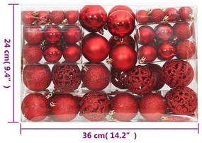 111 pcs conjunto de enfeites de Natal poliestireno vermelho