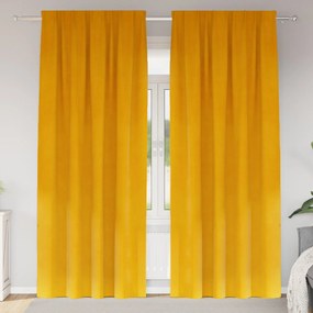 Cortinas Blackout vidaXL com fita superior 2 pcs Amarelo Mostarda Velu