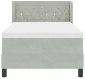 Cama Box Spring com Colchão Cinza Claro 90x200 cm Veludo