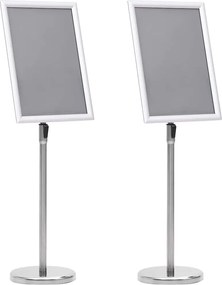 vidaXL Suportes para Pôsteres 2 pcs Prateado 32,7 x 24 x 108 cm
