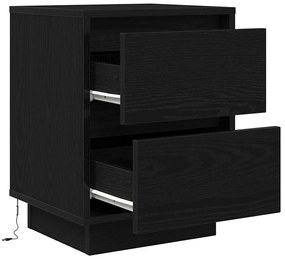 Mesas cabeceira c/ luzes LED 2 pcs 38x34x50 cm preto