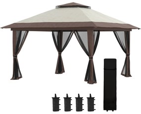 Outsunny Tenda Dobrável Pop-UP 3,92x3,92x2,83 m Tenda de Jardim com Al