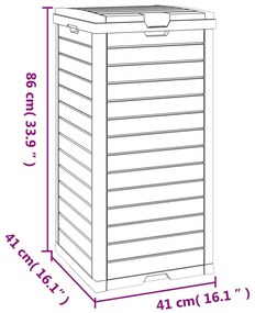 Caixote do lixo p/ exterior 41x41x86 cm PP castanho-claro