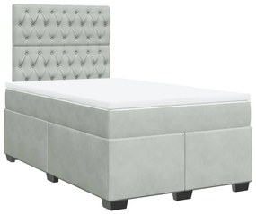 Cama boxspring c/ colchão 120x200 cm veludo cinzento-claro