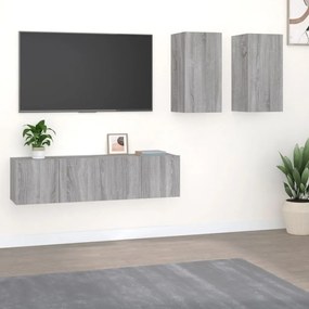 vidaXL Conjunto móveis de TV 4 pcs madeira processada sonoma cinza