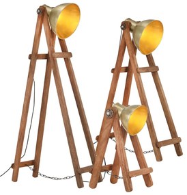Candeeiros de chão 3 pcs E27 mangueira maciça cor bronze