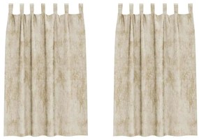 Cortinas de Veludo 2 peças com Ilhós Creme 175x140 cm