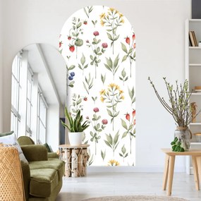 Autocolante de parede para sala de estar - Arco com padrão floral