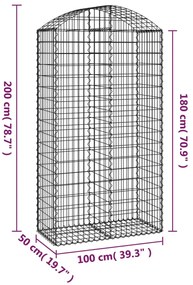 Cesto gabião arqueado 100x50x180/200 cm ferro galvanizado