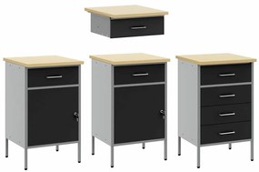 Conjunto de Mesa e Armário de Trabalho VidaXL 4 Peças Preto em Madeira