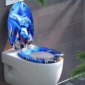 Assento sanitário Sealife com descida automática 45,7 x 38 cm Azul