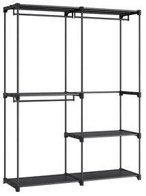 Roupeiro portátil com 3 varas e prateleiras | SONGMICS | 43 x 138 x 182 cm | preto | RYG025B02.