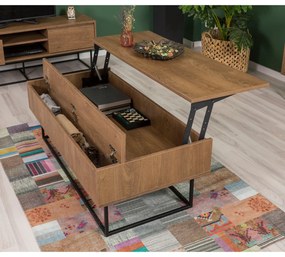 Conjunto de Mobiliário de Sala Laxus – Noz/Preto – 90x39x40 cm