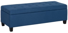 HOMCOM Banco de Armazenamento Acolchoado Banco Estofado em Linho Tampa com Abertura 125x49x41,5 cm Azul Escuro