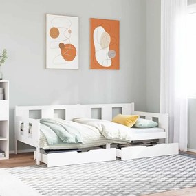 Sofá-cama com gavetas 80x200 cm madeira de pinho maciça