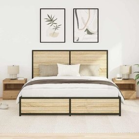 Camas de cabeceira vidaXL com luzes LED 2 pcs Carvalho Artisan 50x40x45 cm