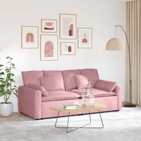 vidaXL Sofá modular com almofadas rosa
