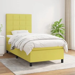 vidaXL Cama com molas/colchão 80x200 cm tecido verde