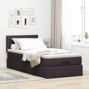 Estrutura cama otomana colchão 90x190 cm tecido castanho escuro
