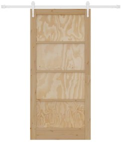 Porta Deslizante vidaXL com Conjunto de Hardware 93x202 cm Madeira Mas