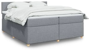 vidaXL Cama com molas/colchão 200x200 cm tecido cinza-claro