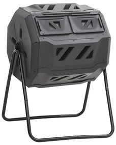 vidaXL Caixote de compostagem para jardim 73x64x95 cm 160 L preto