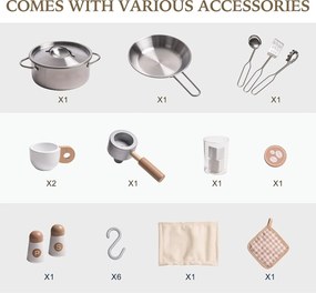 Cozinha de Brincar Moderna para Crianças 101 x 96,5 x 36 cm Branca