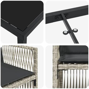 Conjunto de Jantar de Jardim com Almofadas Cinza Claro em Rattan