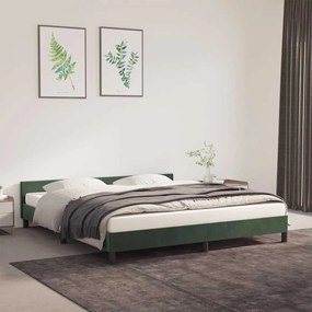Estrutura de cama sem colchão 160x200 cm veludo verde-escuro