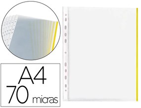 Bolsa Catálogo Q-Connect Din A4 70 Microns Pp Cristal com Borda Amarelo Bolsa de 10 Unidades
